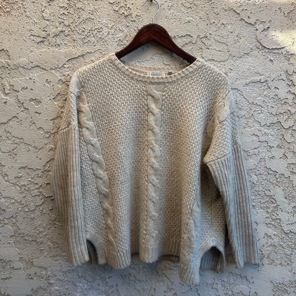 Barneys New York Cable Knit Sweater Cream Size M